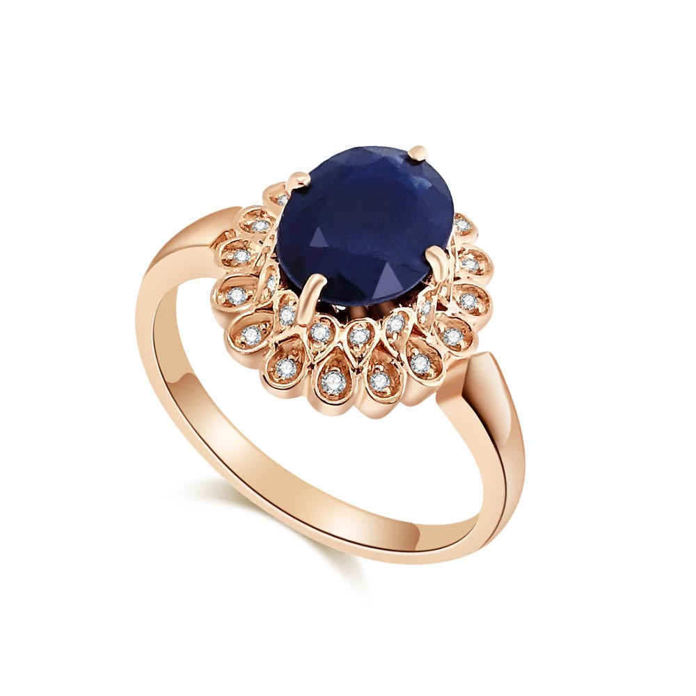Inel din aur roșu cu pietre Diamant, Safir