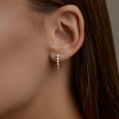 Cercei din aur roșu cu pietre Cubic Zirconia Incolor