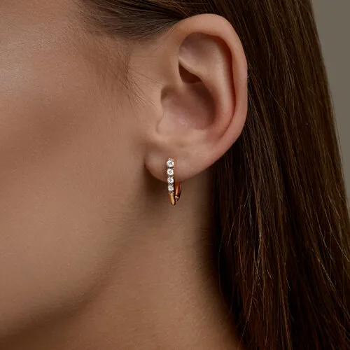 Cercei din aur roșu cu Cubic Zirconia Incolor