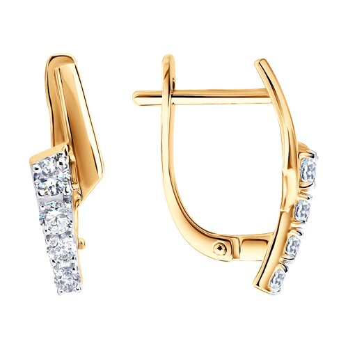 Серьги из красного золота с камнями Фианит