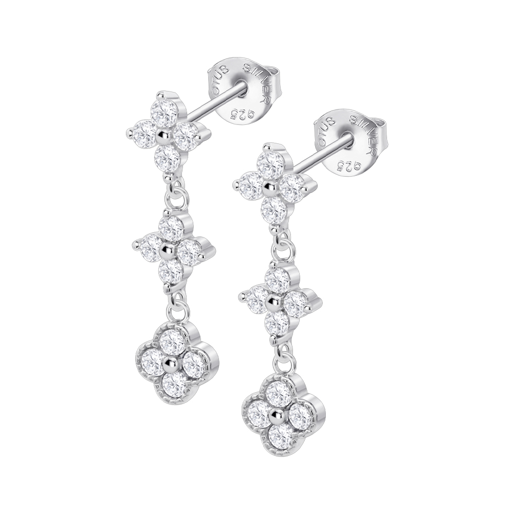 Cercei Pusete din argint  cu pietre Cubic Zirconia Incolor