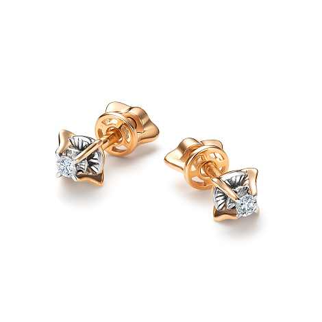 Cercei Pusete din aur roșu cu pietre Diamant