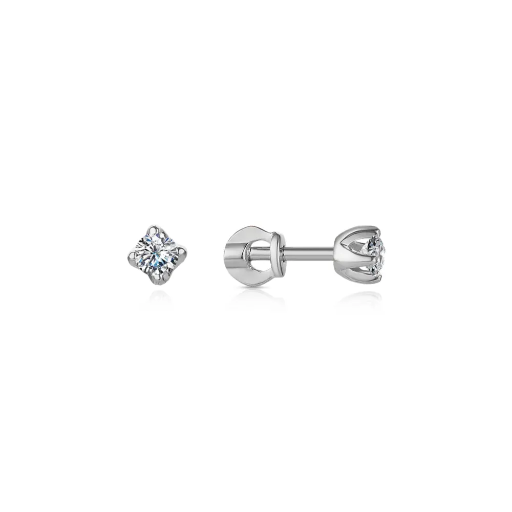 Cercei Pusete din aur alb cu Cubic Zirconia Incolor