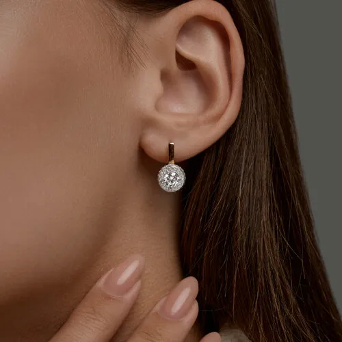 Cercei din aur roșu cu Cubic Zirconia Incolor