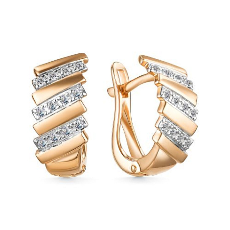 Серьги из красного золота с камнями Бриллиант