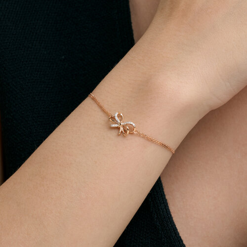 Brățară din aur roșu cu pietre Cubic Zirconia Incolor