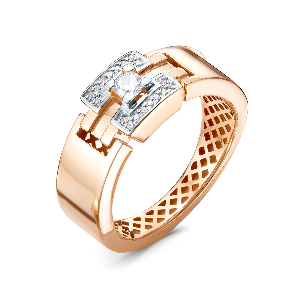 Inel din aur roșu cu pietre Cubic Zirconia Incolor