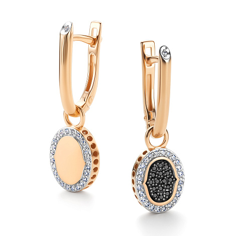 Cercei Suspendați din aur roșu cu pietre Diamant, Diamant negru