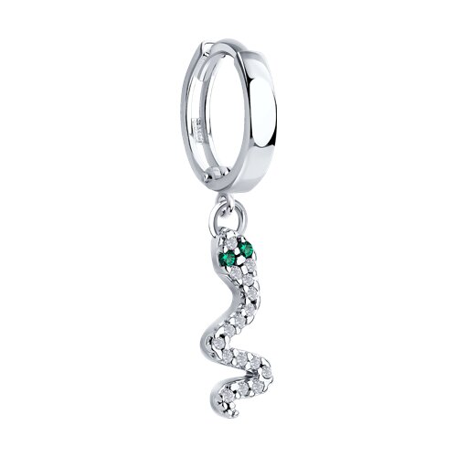 Cercel din argint  cu pietre Cubic Zirconia Incolor, Cubic Zirconia Verde