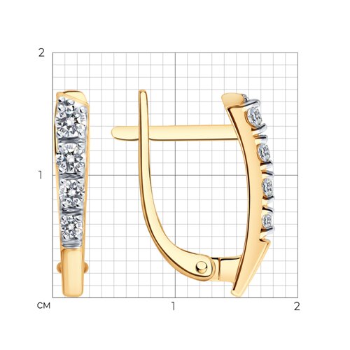 Cercei din aur roșu cu pietre Cubic Zirconia Incolor