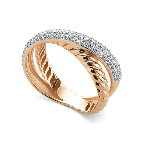 Кольцо из красного золота с камнями Бриллиант