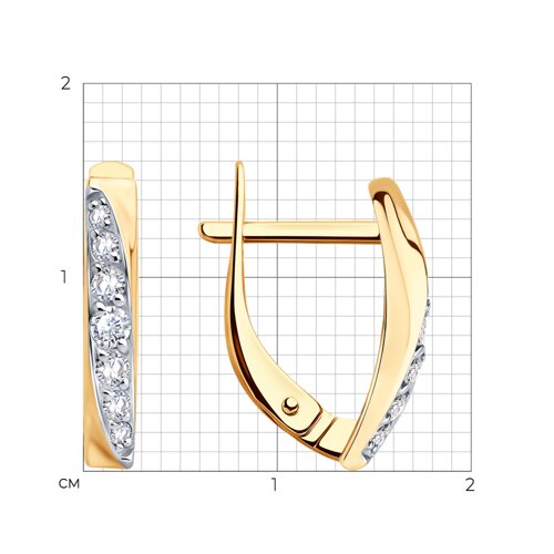 Cercei din aur roșu cu pietre Cubic Zirconia Incolor