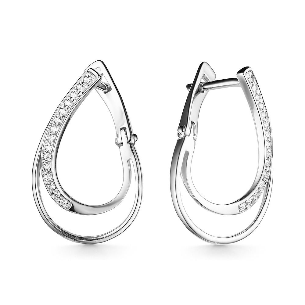 Cercei din aur alb cu pietre Cubic Zirconia Incolor