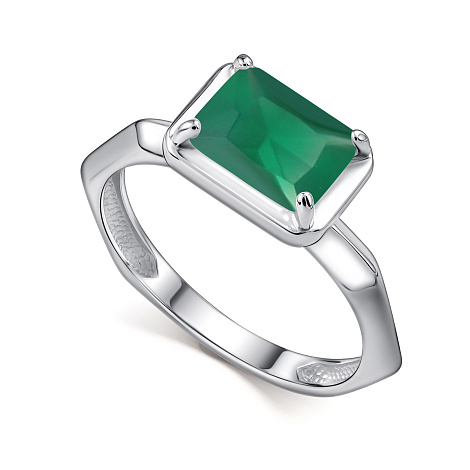 Inel din argint  cu pietre Agat verde