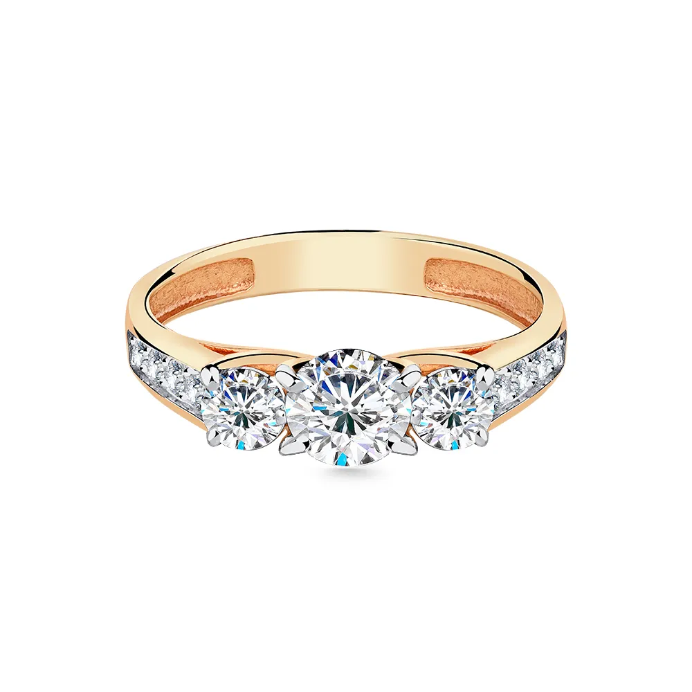 Inel din aur roșu cu Cubic Zirconia Incolor