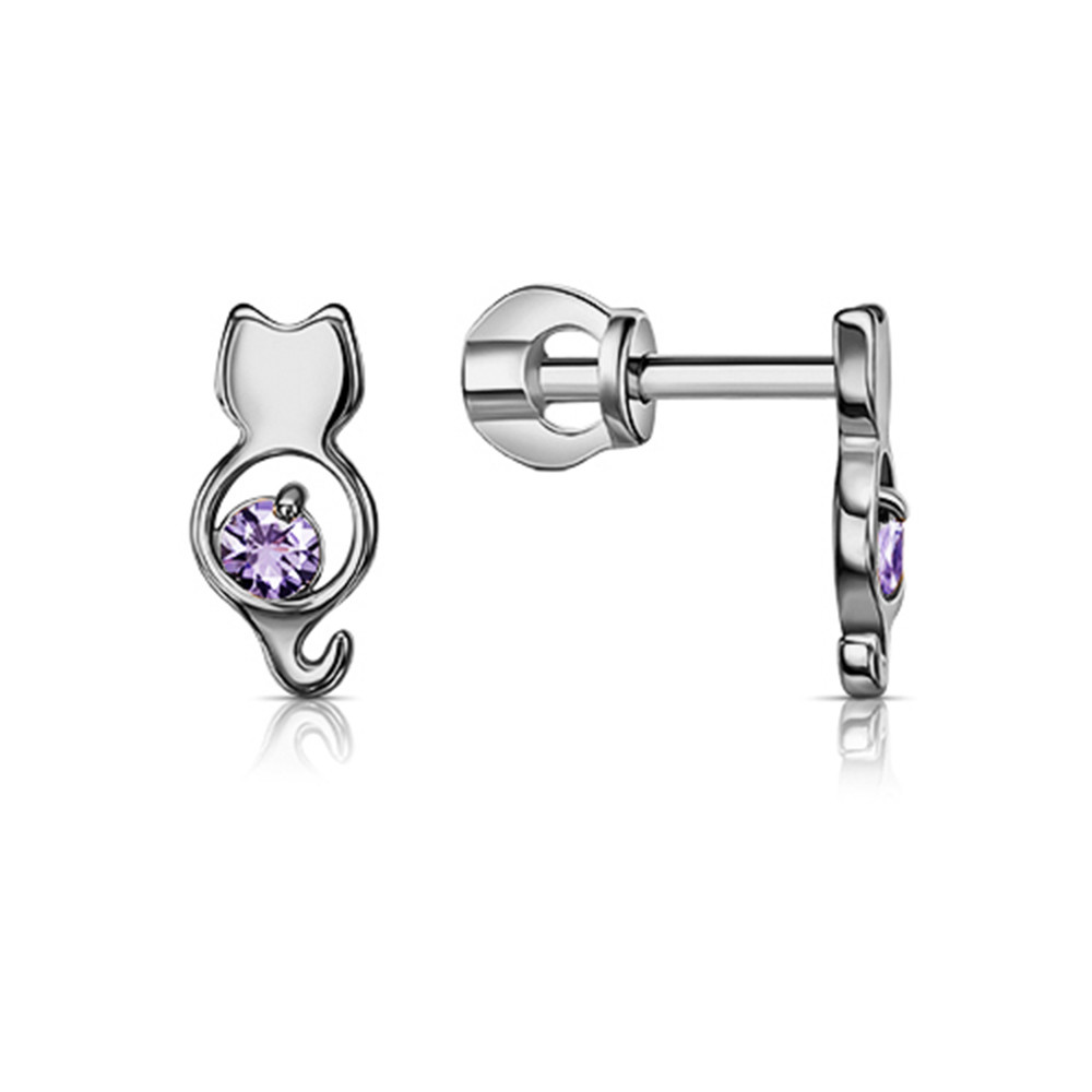 Cercei Pusete din argint  cu pietre Cubic Zirconia Liliachiu