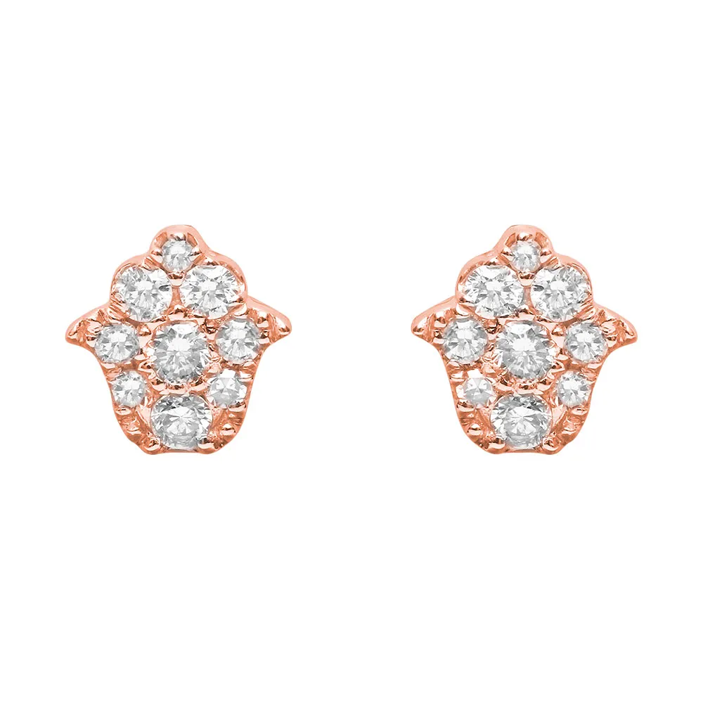 Cercei Pusete din aur roz cu Diamant