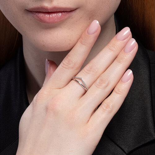 Inel din aur alb cu pietre Diamant