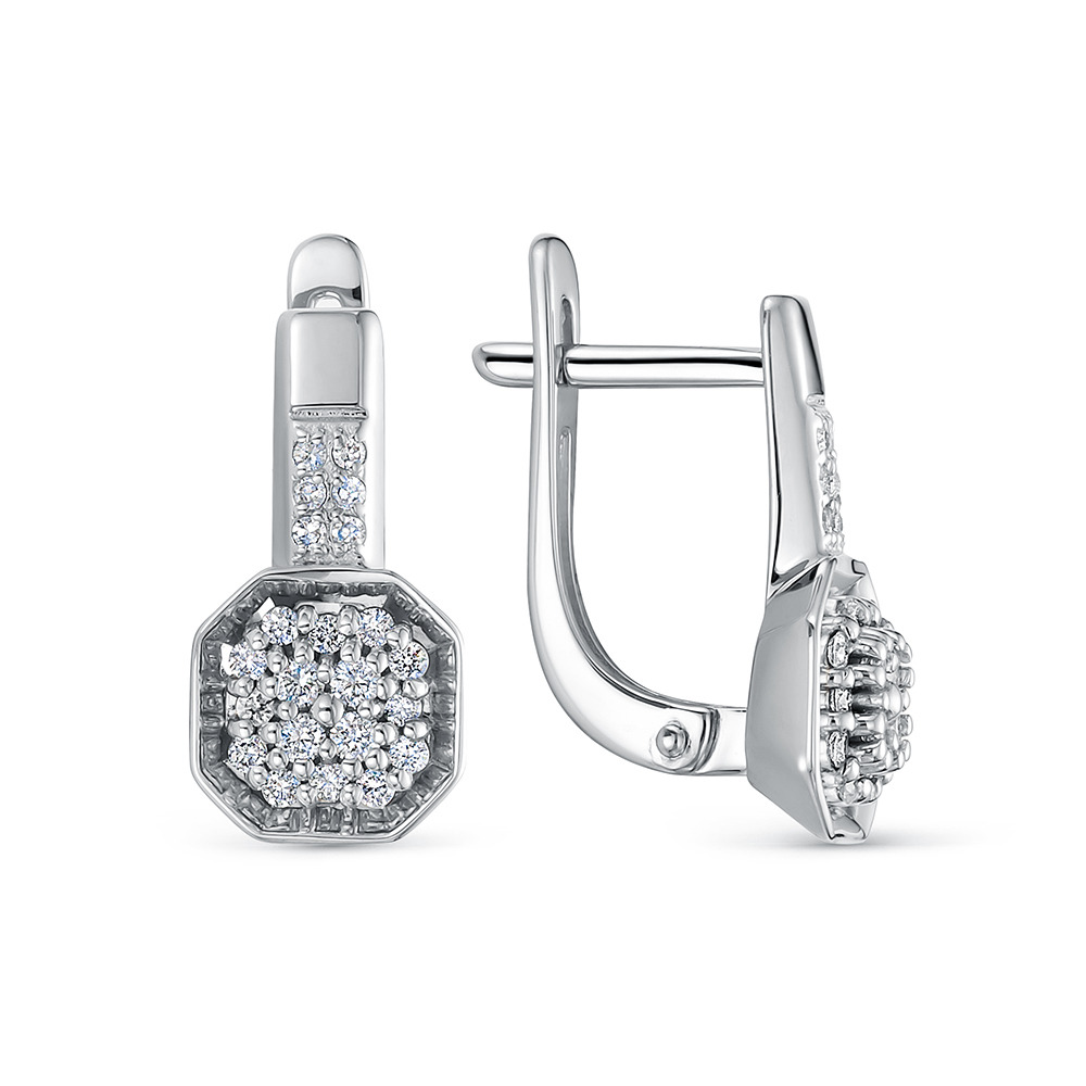 Cercei din aur alb cu pietre Diamant