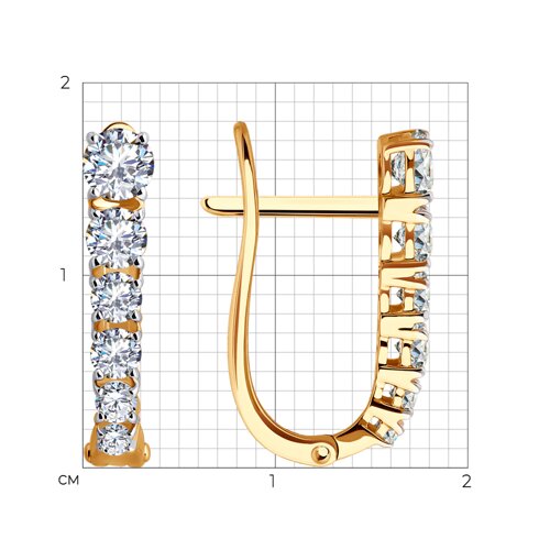 Cercei din aur roșu cu pietre Cubic Zirconia Incolor