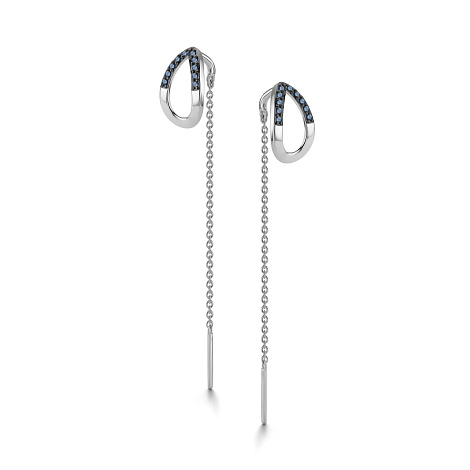 Cercei Lanț din aur alb cu pietre Safir