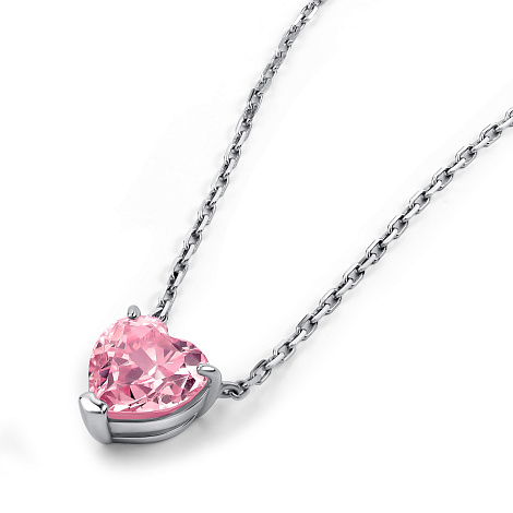 Колье из серебра с камнями Выращенный бриллиант