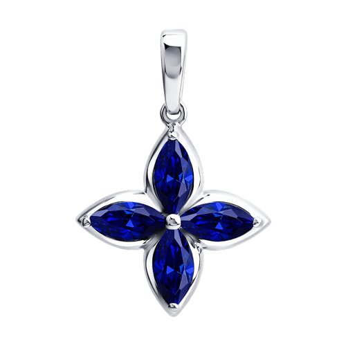 Pandantiv din aur alb cu pietre Safir