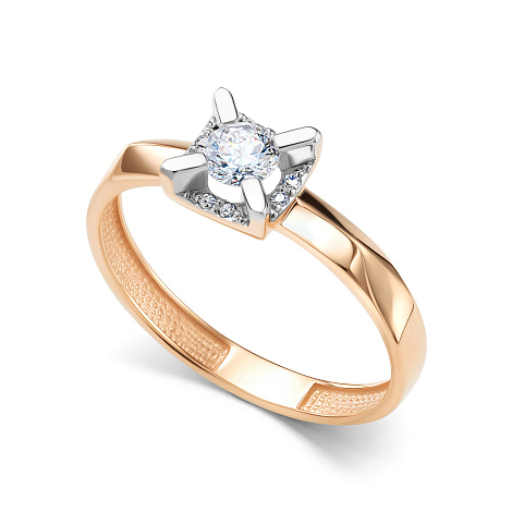 Кольцо из красного золота с камнями Бриллиант