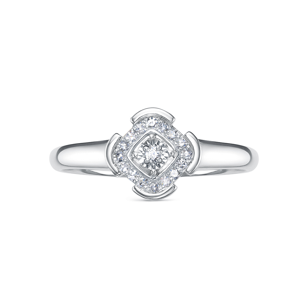 Inel din aur alb cu pietre Diamant