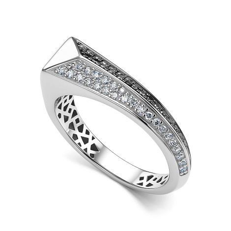 Inel din aur alb cu pietre Diamant, Diamant negru