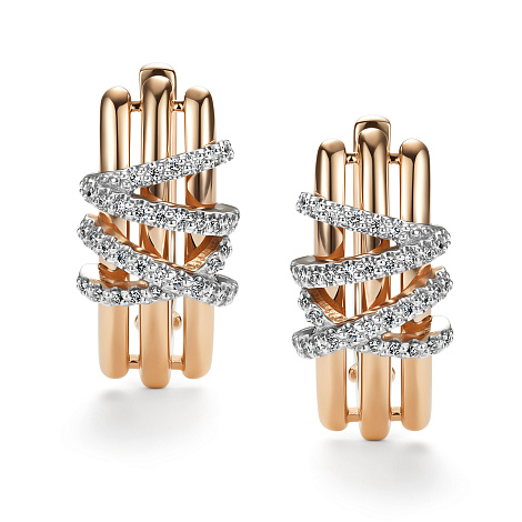 Серьги из красного золота с камнями Бриллиант