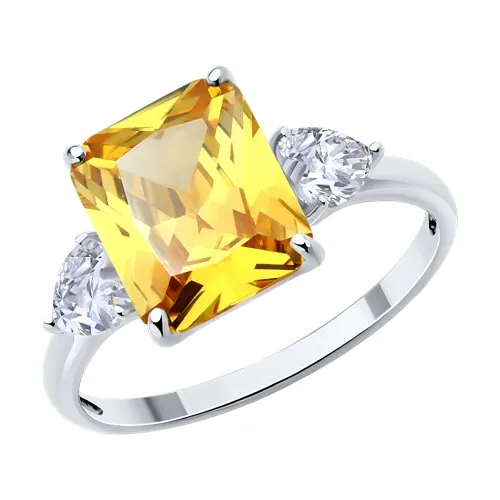 Inel din argint cu Cubic Zirconia Incolor, Cubic Zirconia Galben