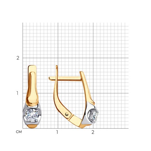 Cercei din aur roșu cu pietre Cubic Zirconia Incolor