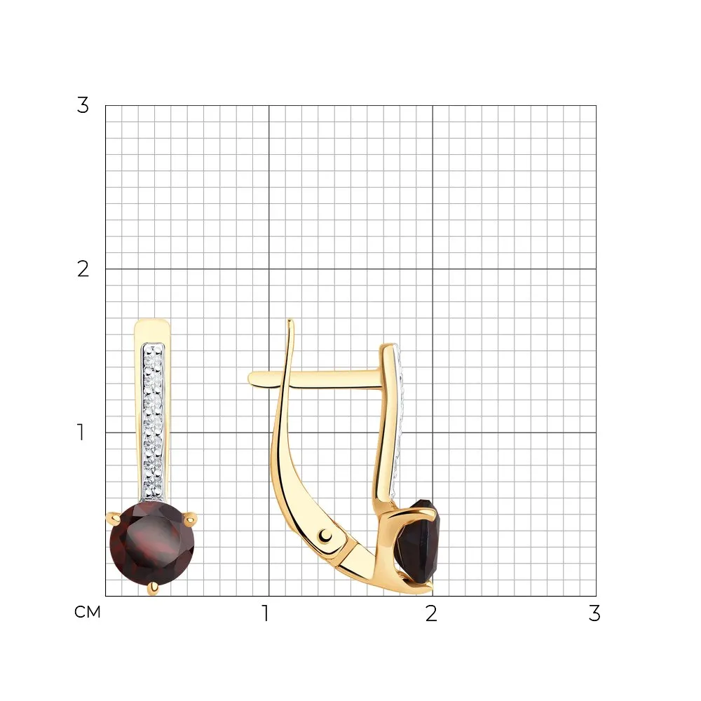 Cercei din aur roșu cu Cubic Zirconia Incolor, Granat