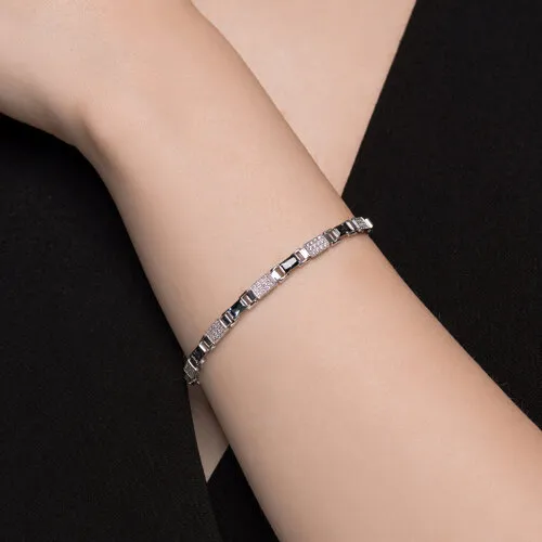 Brățară din aur alb cu Cubic Zirconia Incolor, Topaz London