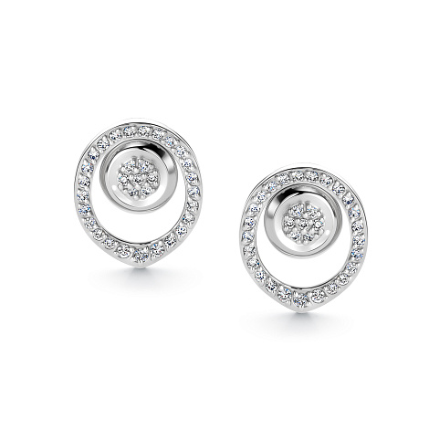 Cercei Pusete din aur alb cu pietre Diamant