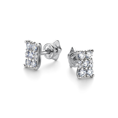 Cercei Pusete din aur alb cu pietre Diamant