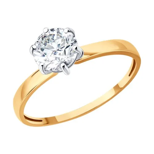 Inel din aur roșu cu Cubic Zirconia Incolor