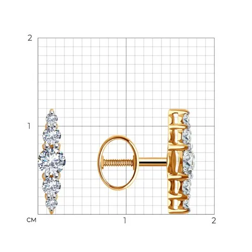 Cercei Pusete din aur roșu cu Cubic Zirconia Incolor