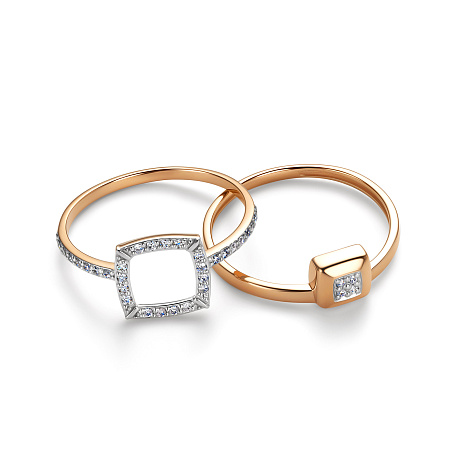 Кольцо из красного золота с камнями Бриллиант