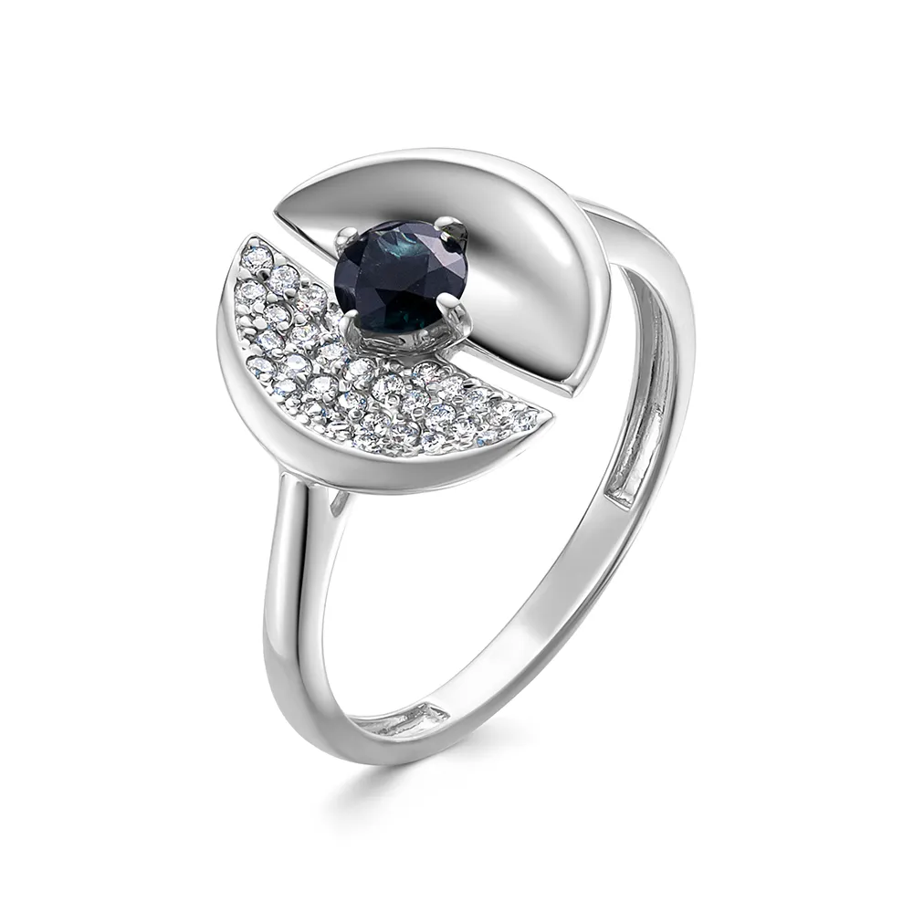 Inel din aur alb cu Diamant, Safir