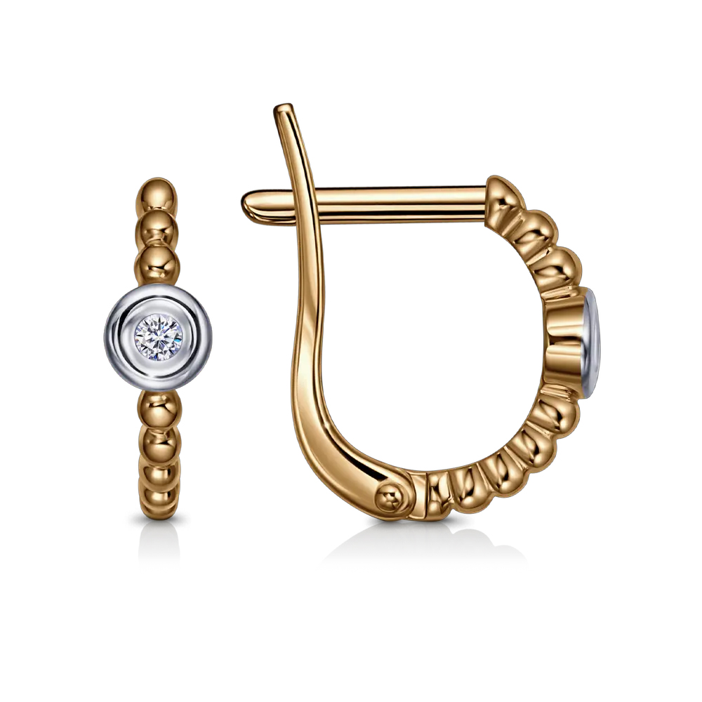 Cercei din aur roșu cu pietre Cubic Zirconia Incolor