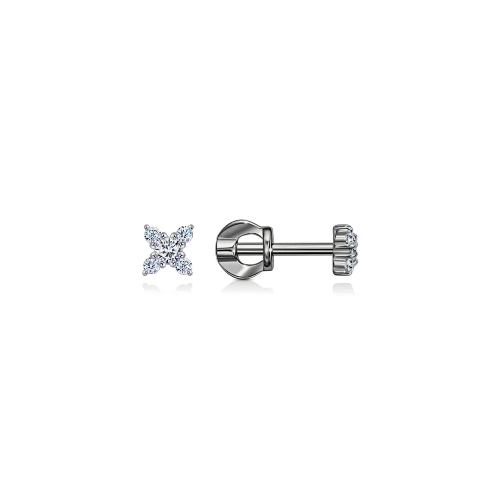 Cercei Pusete din aur alb cu Cubic Zirconia Incolor