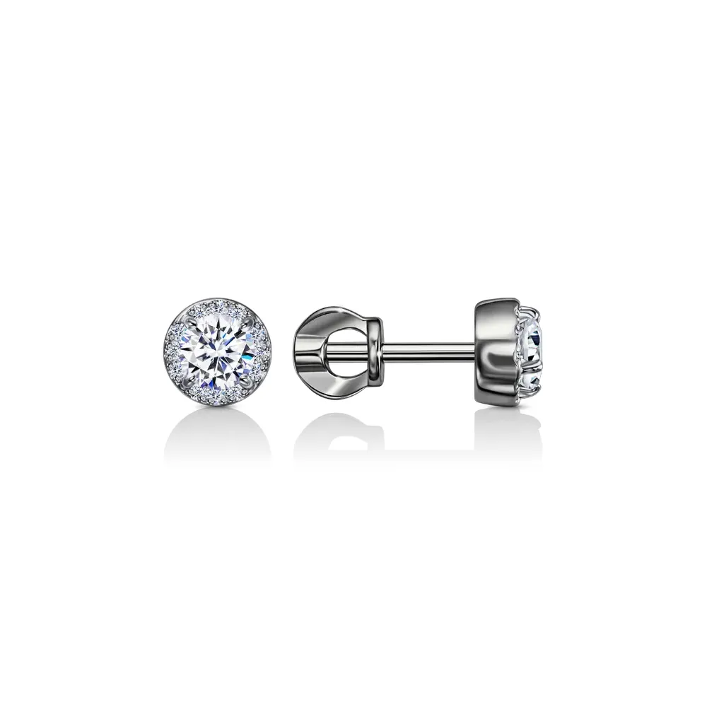 Cercei Pusete din aur alb cu Cubic Zirconia Incolor