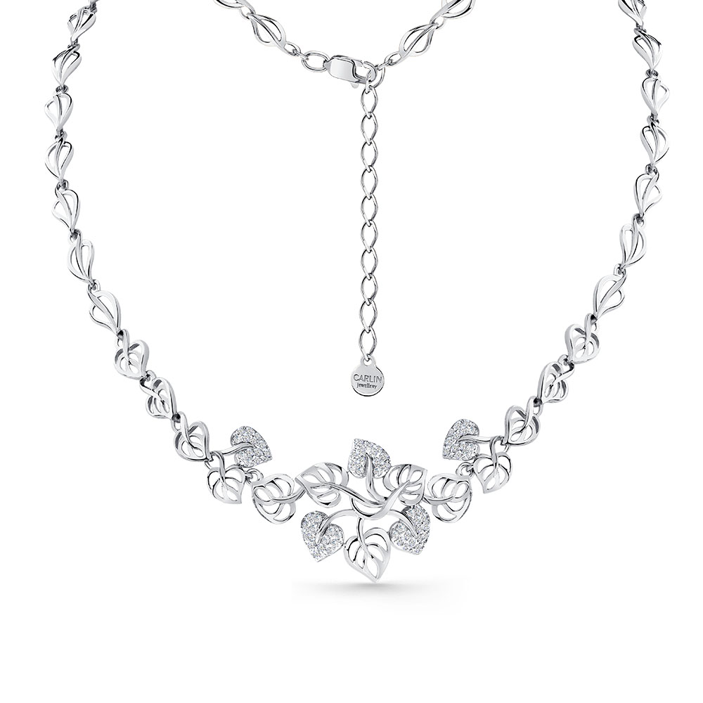 Colier din aur alb cu pietre Cubic Zirconia Incolor