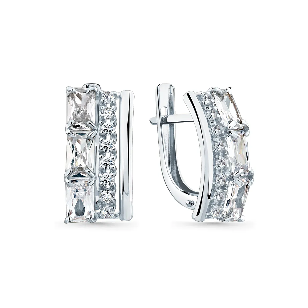 Cercei din aur alb cu Cubic Zirconia Incolor