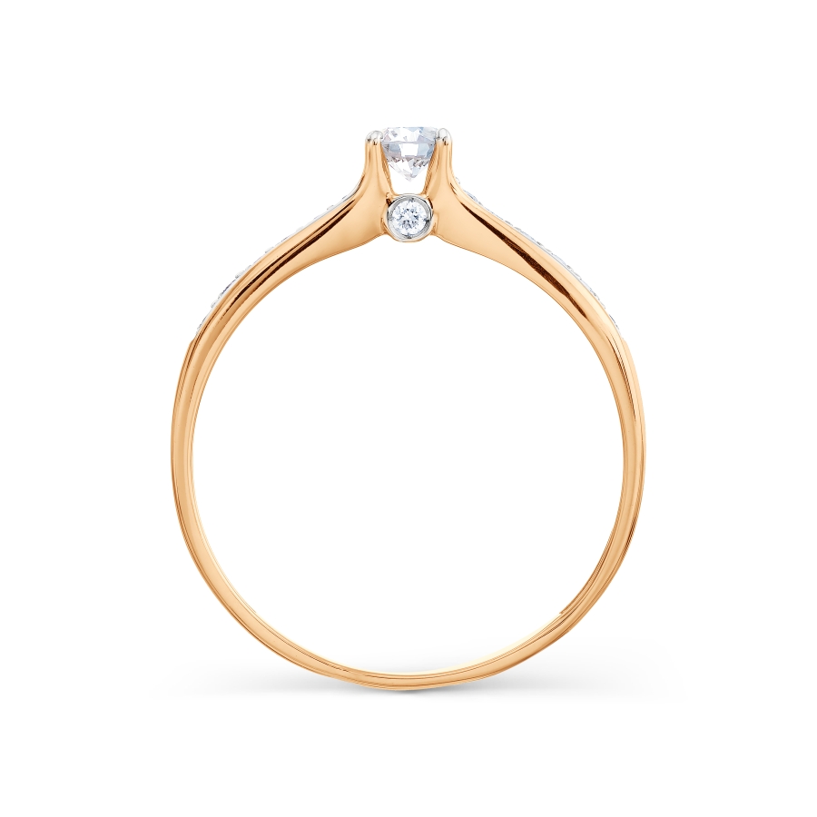 Кольцо из красного золота с камнями Бриллиант