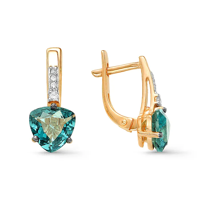 Cercei din aur roșu cu Cubic Zirconia Incolor, Topaz London