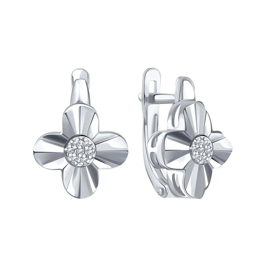 Cercei din aur alb cu Cubic Zirconia Incolor