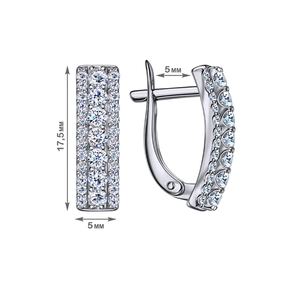 Cercei din aur alb cu pietre Cubic Zirconia Incolor